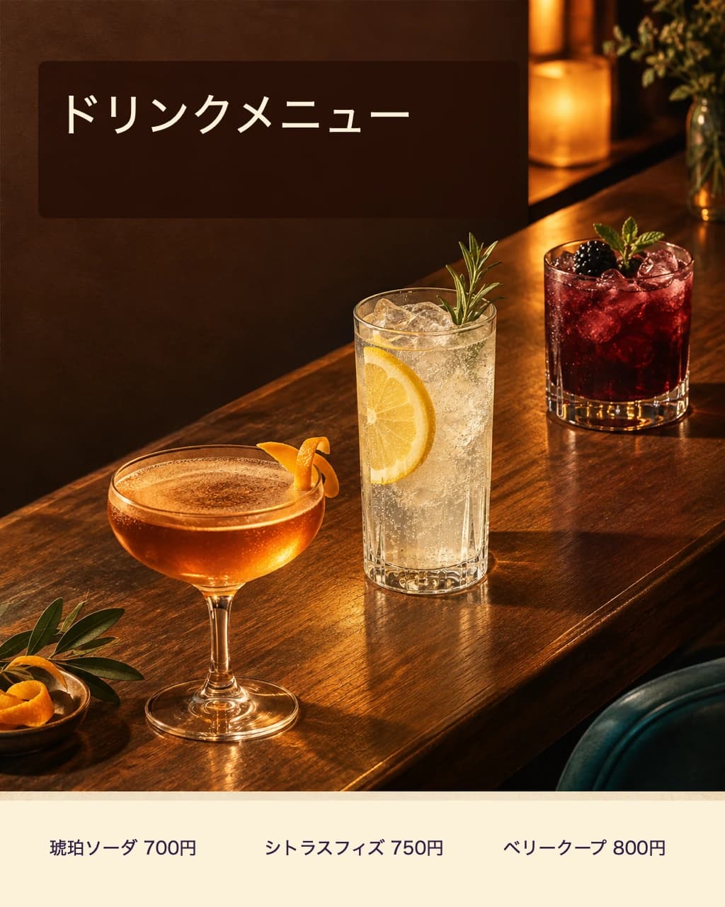 アンバードリンクメニューのNightPicテンプレート作例