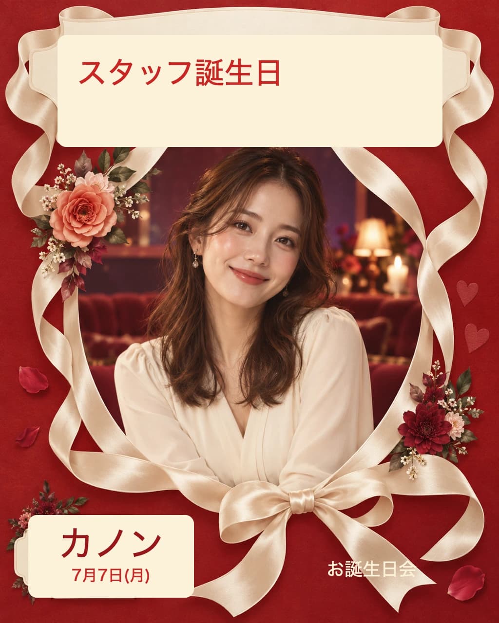 リボンスタッフ誕生日のNightPicテンプレート作例